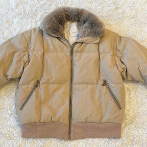 Vintage Bogner tan goose down puffer ski coat. Size 10